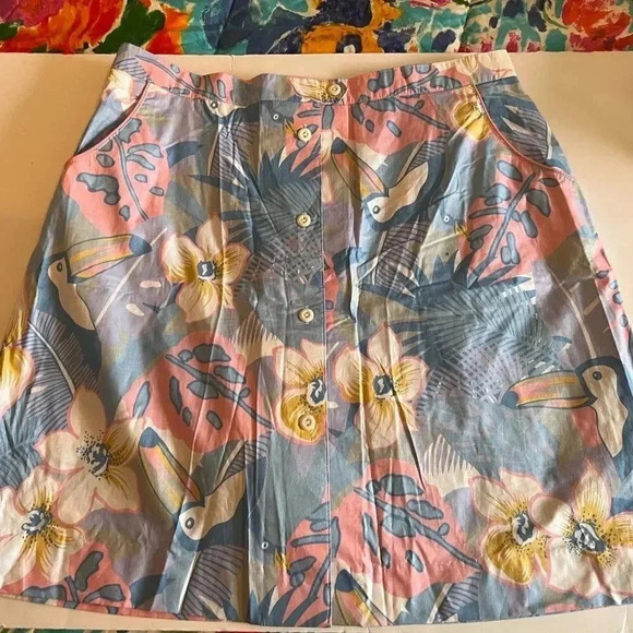 Vintage David Smith blue liberty floral button down skort size 20 - Picture 7 of 10